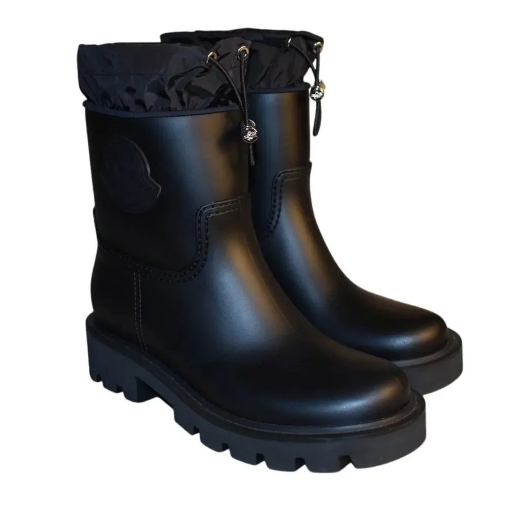 Moncler Women's Black Kickstream Rubber Waterproof Boots Size IT 39 US 9